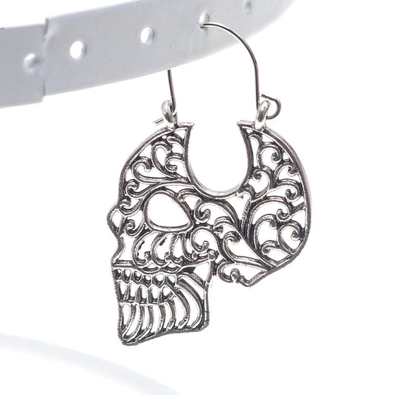 Any 2/$20! Boho Sugar Skull Open Work Earrings - Picture 9 of 12